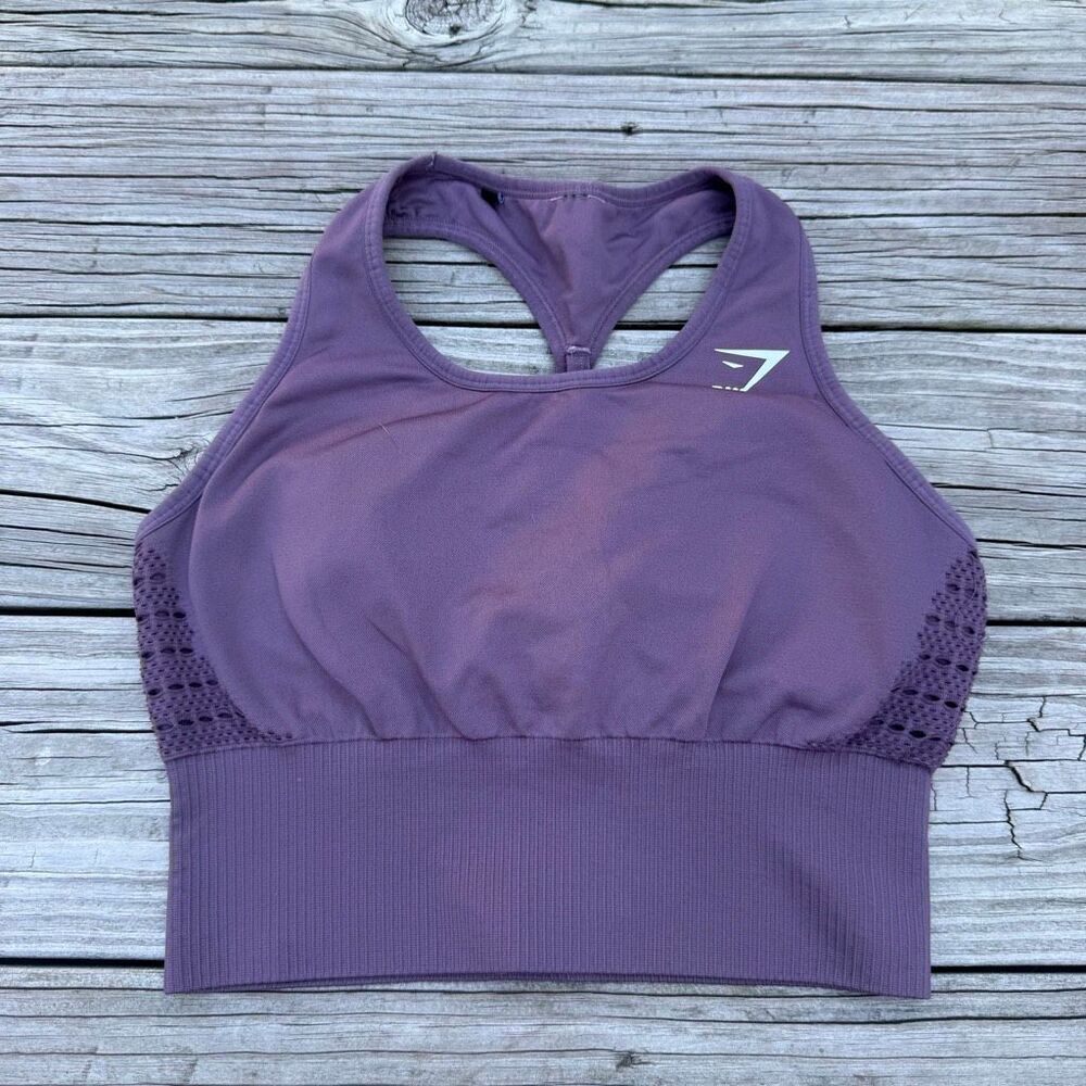 Gymshark Sport Bra Small High Neck Purple Athletic Seamless